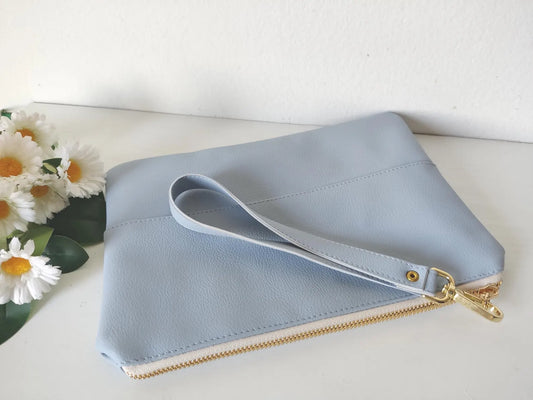 Light Blue Clutch Bag with Photo and Message