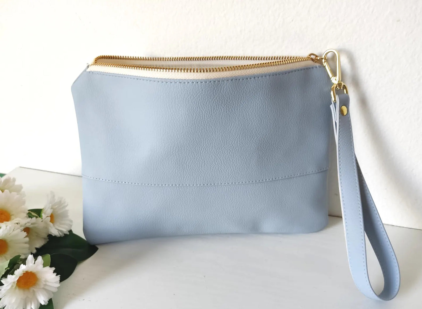 Light Blue Clutch Bag with Photo and Message