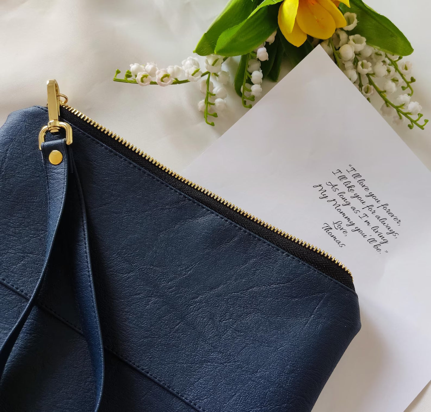 Custom note and photo clutch purse
