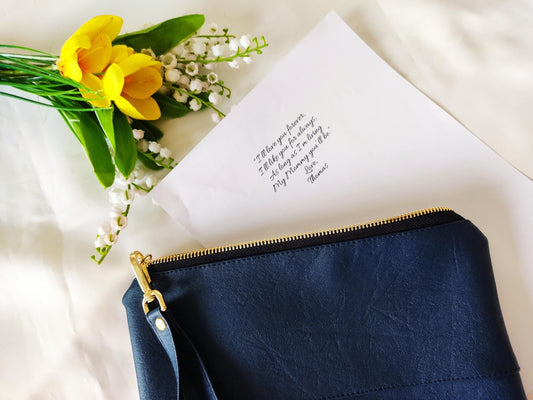 Custom note and photo clutch purse